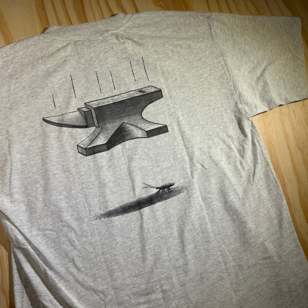 Microsoft Mens MSN Beta Tester Anvil Bug Vintage 90s Grey Promo Tee Shirt Size L